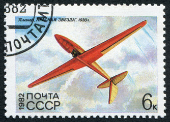 Postage stamp USSR 1982: Soviet glider Red Star