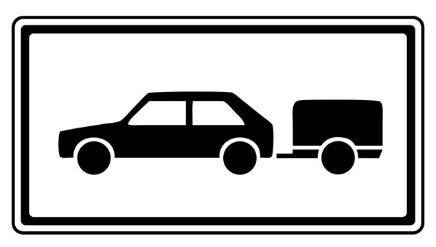 Zusatzzeichen Auto PKW mit Anh&auml;nger F&uuml;hrerscheinklasse BE