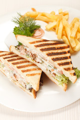 Sandwiches with French fried potatoes