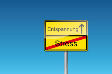 Schild Entspannung Stress Wirtschaftskrise Finanzkrise