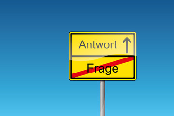 Schild Antwort Frage Wirtschaftskrise Finanzkrise