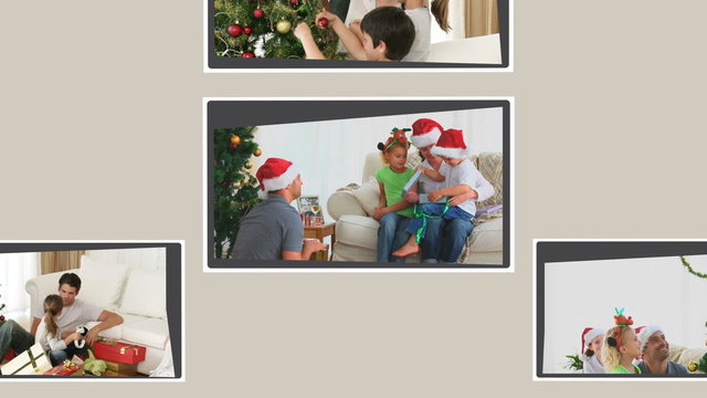 Montage of children celebrating Christmas