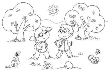 Bambini che passeggiano nella natura