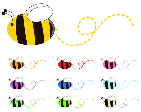 colorful bee fly to seek honey