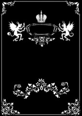 white frame with heraldic devils