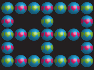 The symmetry grid from spheres with hearts