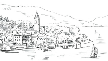 drawn sketch   illustration  to the old town