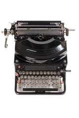 Old typewriter isolated on white background
