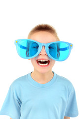 boy in big glasses isolated on the white