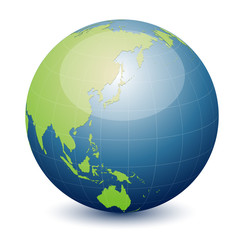 Blue vector globe - asia and australia