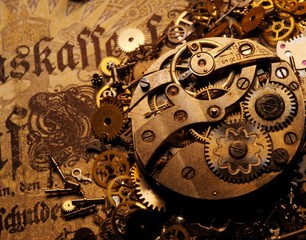 The gears on the old banknote