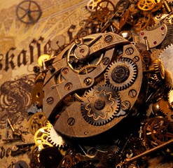 The gears on the old banknote