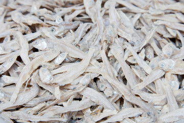 Dried salted fish on the stall in Asan Tole market, Kathmandu