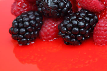 berry mixed pile in syrup