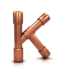 3d Copper tubing letter - K - obrazy, fototapety, plakaty