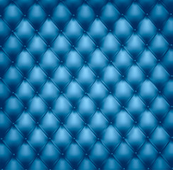 Fototapeta premium Blue button-tufted leather background. Vector