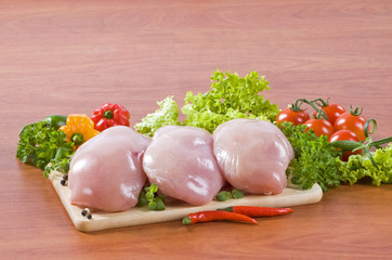 Raw chicken breast fillets