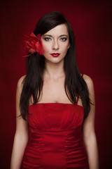 Fototapeta premium passion sensual beautiful girl in red clothes
