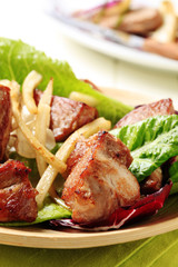 Pan roasted pork and lettuce