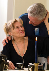 elderly for dinner in a bar