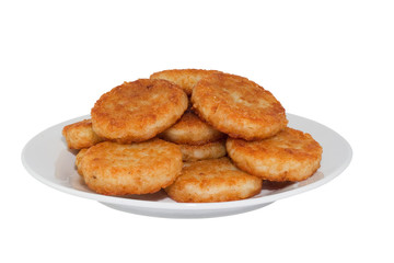Hash browns. Isolated, contains clipping path.