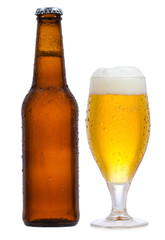 bottle and glass with beer