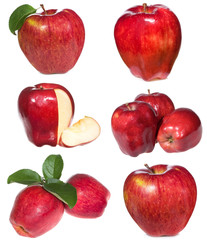 set with red apples