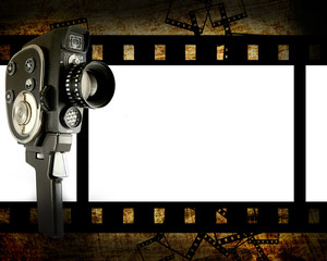 film pieces on grunge background