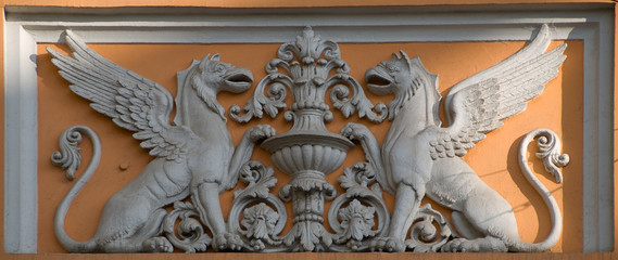 Mythical animal the Griffin on wall
