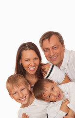 family of four on a light