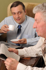 Two handsome businessman  in the office