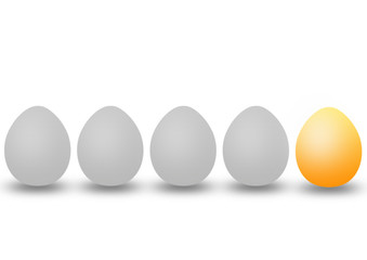 four grey eggs and one golden egg