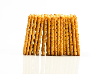 stack of cracker on a white background