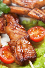 barbecue with sauce and vegetables