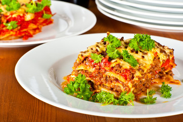 Plate with lasagne