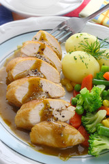 Chicken breast with vegetables and sauce