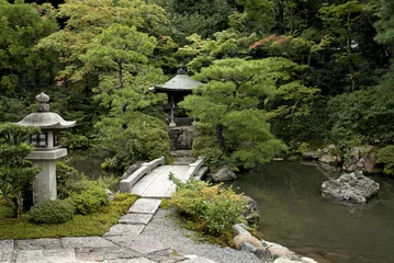 Gordijnen japanese traditional garden in kyoto japan © TravelPhotography