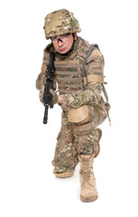 Modern soldier with rifle