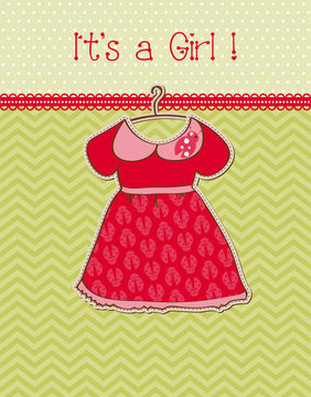 Baby Girl Arrival Card with Place for your text