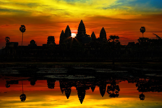 Angkor wat on a background of the sanset sky. Cambodia