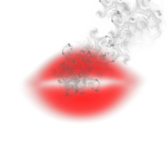 Red lips with a smoke
