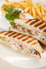 Sandwiches with French fried potatoes