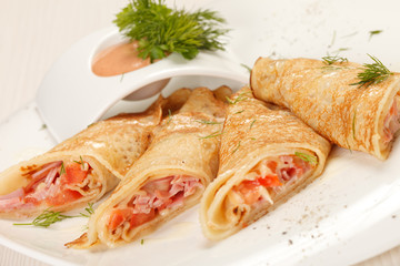 Pancakes with Salmon