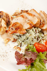 chicken fillet with vegetables and rice
