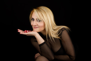 Sexy Lady with Red Dices