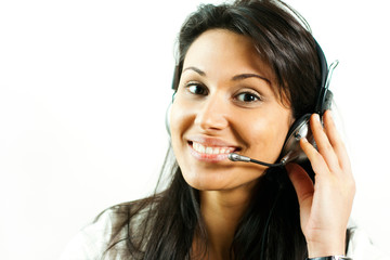 Call center woman with headset