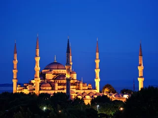 Fototapeten Blue Mosque on night in Istanbul © Faraways