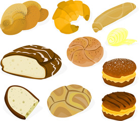 Set of a various bread and biscuits