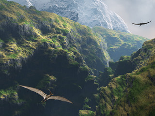 Pteranodon flying through the canyon © Photobank