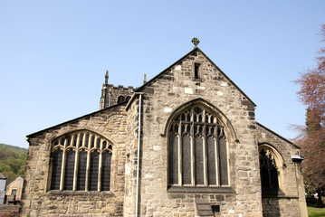 Fototapeta na wymiar Gable End of All Saints Church Bingley under a blue sky